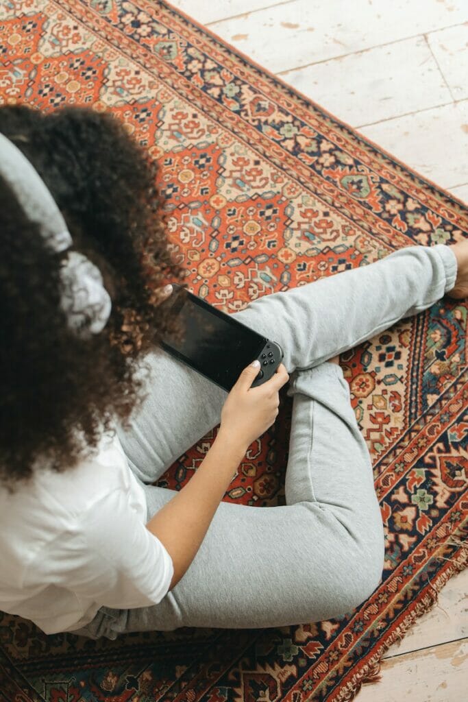 Woman Playing a Video Game