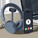 Why is the microphone on my Bluetooth headphones not working? Common Culprits and How to Make It Behave A close-up of Bluetooth headphones on a desk next to a smartphone showing a muted microphone icon, with a laptop and notebook in the background.