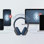 Why do my Bluetooth headphones not connect to multiple devices? The Sad Tale of Gadget Jealousy A pair of Bluetooth headphones surrounded by a smartphone, laptop, and tablet, each showing a broken connection symbol indicating they are not connecting to the headphones.
