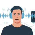 Why do my Bluetooth headphones sound echoey? Because Even Your Music Likes to Hear Itself Talk A person wearing Bluetooth headphones with overlapping sound waves around them, showing an echo effect, connected wirelessly to a smartphone.