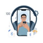 Bluetooth Headphones Error Code 100 Fix: Stop Crying Over Spilled Sound A person using a smartphone to troubleshoot Bluetooth headphones with a warning icon visible on the phone screen.
