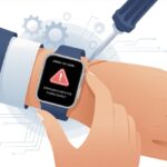 Smartwatch Error Code 2001 Fix: Why Your Wrist Just Threw a Tantrum and How to Calm It Down A smartwatch on a wrist showing an error symbol with tools and circuit lines around it, representing fixing a smartwatch problem.