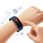 Fitness Tracker Error Code 101 Fix: Don’t Let Your Steps Get Lost in Translation A close-up of a wrist wearing a fitness tracker showing a red warning icon, with digital symbols and gears around it indicating troubleshooting.