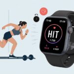 How to use a smartwatch for HIIT workouts and not just to count your steps to the fridge A person doing a high-intensity workout wearing a smartwatch displaying exercise metrics in a gym setting.