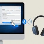 How to connect Bluetooth headphones to a Windows PC (and Avoid a Tech Meltdown) A desktop computer with Windows Bluetooth settings open and wireless headphones nearby showing a connection signal.