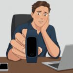 Why is my fitness tracker showing a blank screen? When Your Steps Disappear Into the Void A person sitting at a desk looking confused while holding a fitness tracker with a blank screen.
