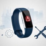Fitness Tracker Error Code 301 Fix: Why Your Steps Aren’t Counting and How to Make Amends Close-up of a fitness tracker wristband showing a red warning icon with repair tools and circuit graphics around it, symbolizing troubleshooting.