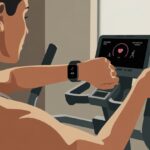 How to use a smartwatch with an elliptical and Actually Impress Your Gym Crush A person using a smartwatch while exercising on an elliptical machine in a gym.