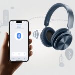 How to pair Bluetooth headphones with an iPhone and finally escape tangled wires An iPhone showing Bluetooth settings and a pair of wireless headphones nearby with a glowing indicator light, connected by a visual signal.