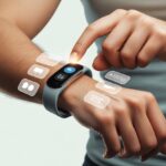 Why is my fitness tracker not showing notifications? Troubleshooting Your Sneaky Silent Gadget A person wearing a fitness tracker on their wrist is tapping the device, which shows a blank screen with no notifications.
