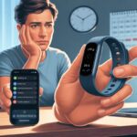 Why is my fitness tracker not vibrating for alarms? Maybe It Needs a Wake-Up Call Too! A person sitting at a desk looking puzzled while holding a fitness tracker, with a smartphone showing alarm settings nearby.