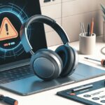 Bluetooth Headphones Error Code 501 Fix: Because Silence Isn’t Always Golden A pair of Bluetooth headphones on a desk next to a laptop showing an error symbol, with repair tools nearby indicating a troubleshooting process.