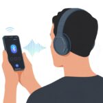 How to Use Bluetooth Headphones with Siri Without Becoming a Tech Magician A person wearing Bluetooth headphones holding a smartphone with Siri voice activation indicated by a waveform on the screen.