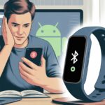 Why is my fitness tracker not pairing with Android? Common Culprits and Laughable Fixes A person looking frustrated while trying to connect a fitness tracker to an Android smartphone at a desk.
