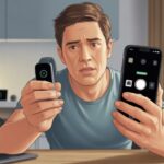 Why is my fitness tracker not controlling camera? When Your Wristband Refuses to Be a Photographer A person sitting at a desk holding a fitness tracker and looking confused at a smartphone with a camera app open.