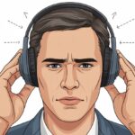 A person struggling to fit Bluetooth headphones properly on their ears, showing a close-up of the headphones not fitting well.