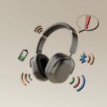 Why do my Bluetooth headphones keep beeping? The Mysterious Symphony of Wireless Annoyance Explained A pair of Bluetooth headphones surrounded by icons representing low battery, weak signal, and an alert, indicating reasons for beeping sounds.